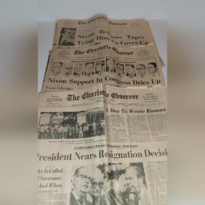 LOT OF 7 VINTAGE 1973 CHARLOTTE OBSERVER NEWPAPERS PRES NIXON WATERGATE SCANDAL